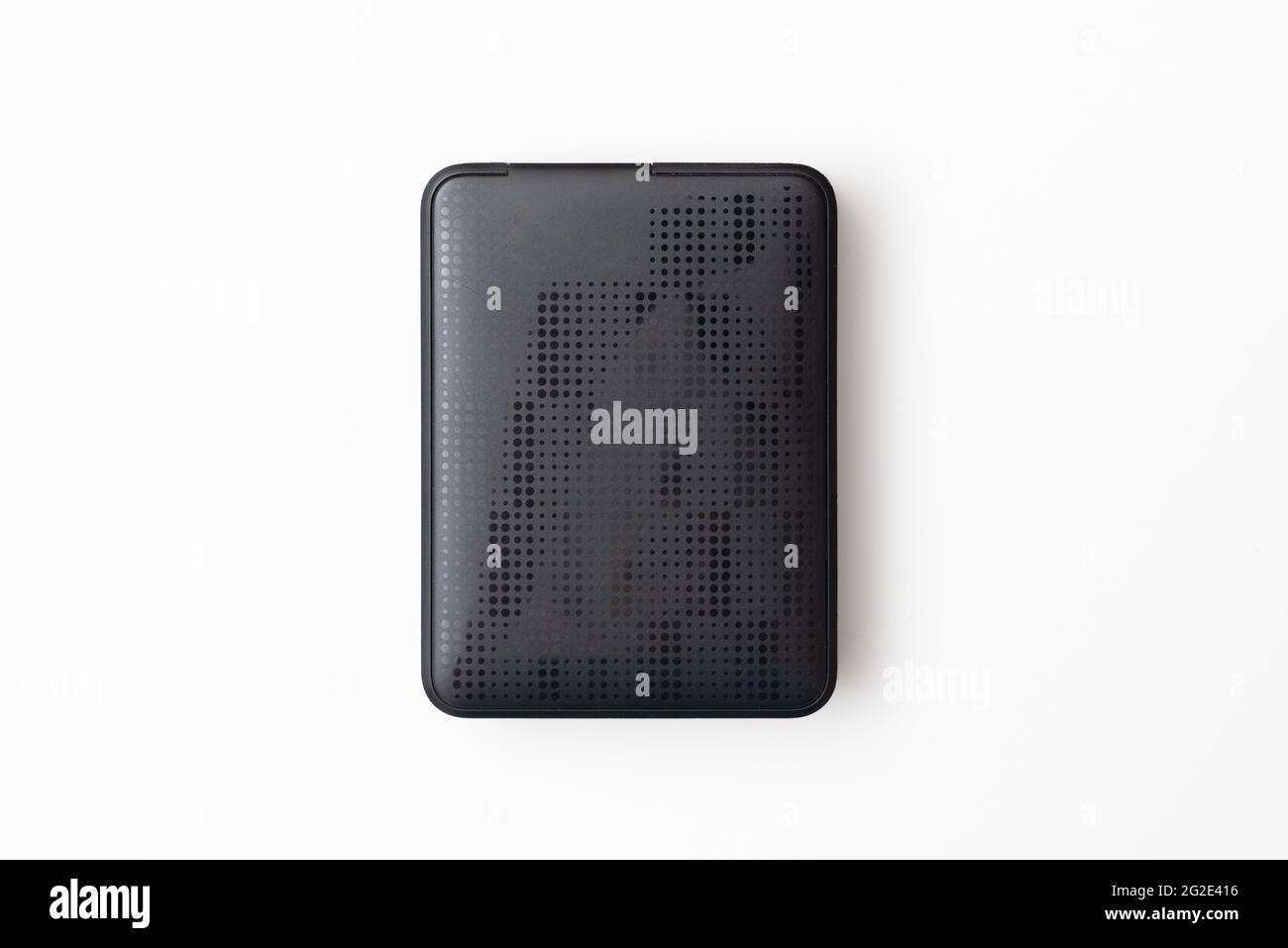 Disque USB externe, disque dur isolé sur fond blanc Banque D'Images