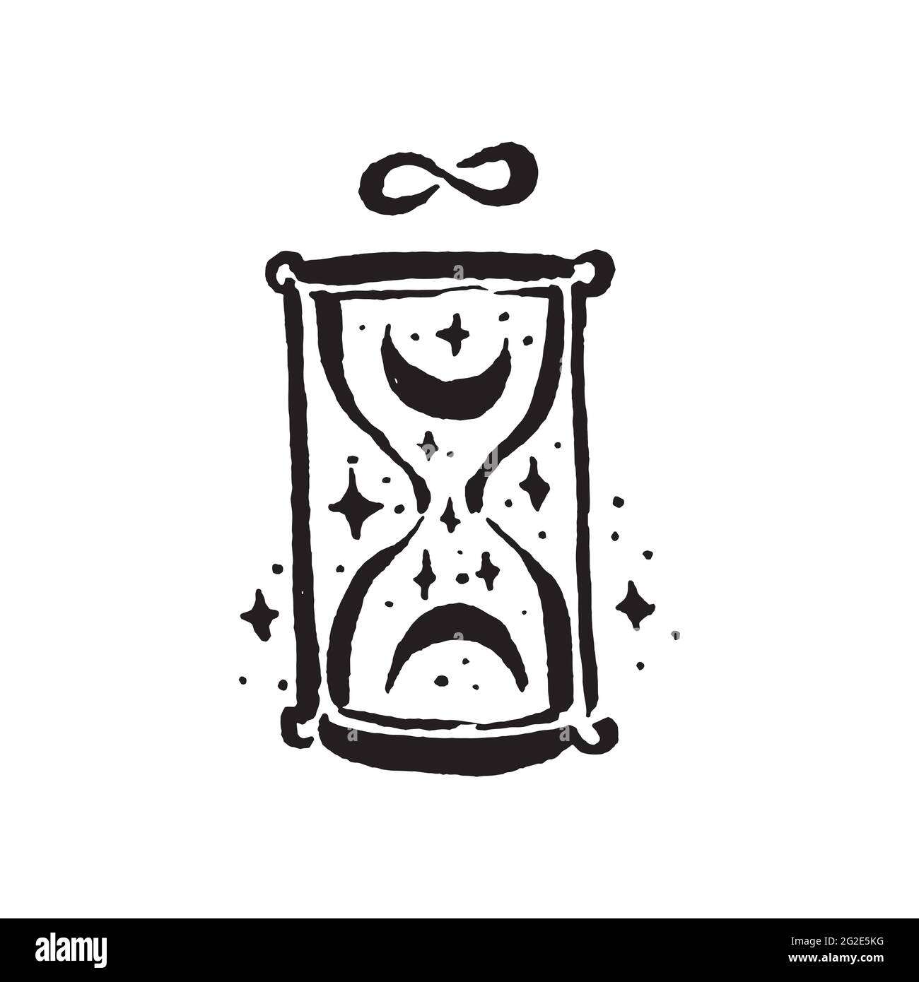 Mysticisme sorcellerie occulte sablier main dessin illustration ensemble Illustration de Vecteur