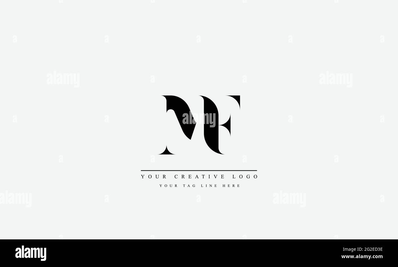 Logo lettre avec typographie moderne et créative MF FM Illustration de Vecteur