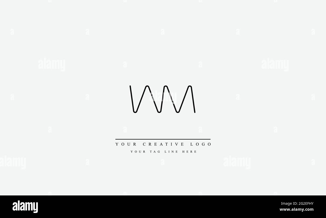 Lettre logo Design avec la typographie moderne et créative WM MW Illustration de Vecteur