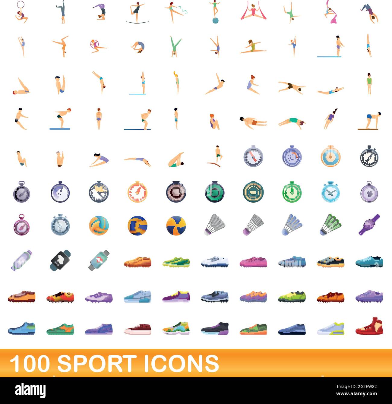 100 sport icons set. Cartoon illustration de 100 sport icons vector set isolé sur fond blanc Illustration de Vecteur