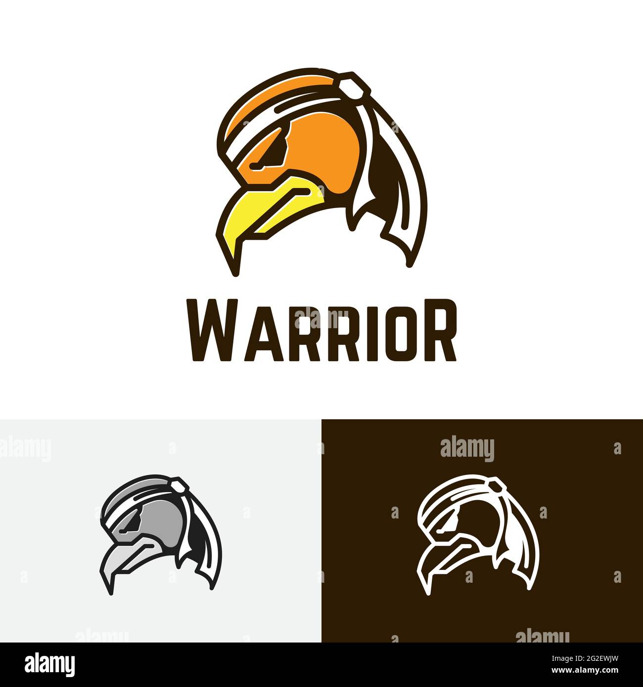 Serre-tête Eagle Hawk Warrior Game Cartoon logo Illustration de Vecteur