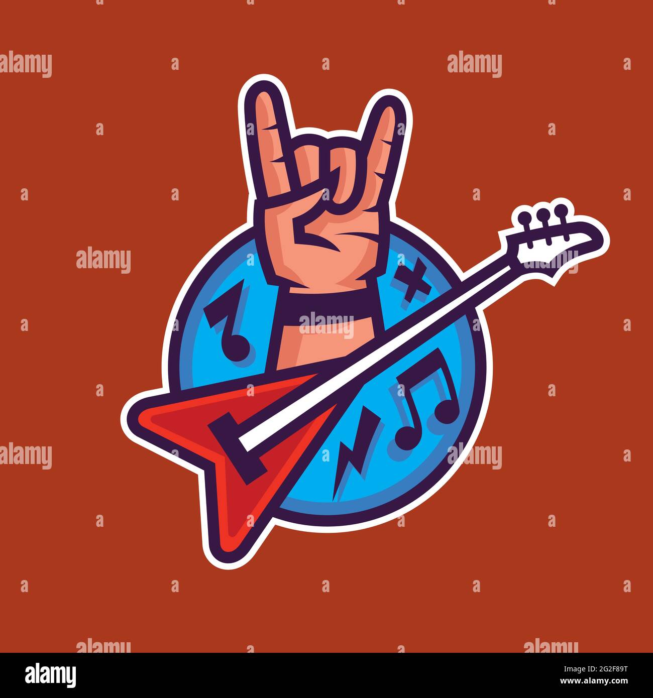 Symbole du rock'n'roll. Concept art de la musique rock dans un style de  dessin animé Image Vectorielle Stock - Alamy