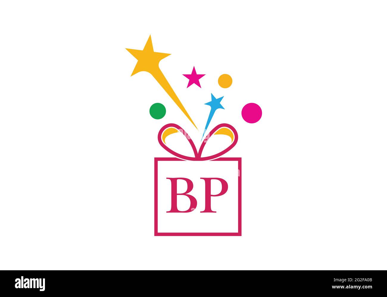 Boîte-cadeau, lettre lettre de la boutique de cadeaux BP pour le logo de l'entreprise Illustration de Vecteur