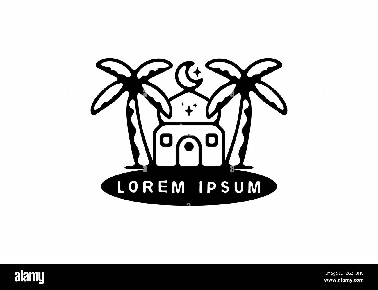 Mosquée avec motif palmiers dattiers Illustration de Vecteur