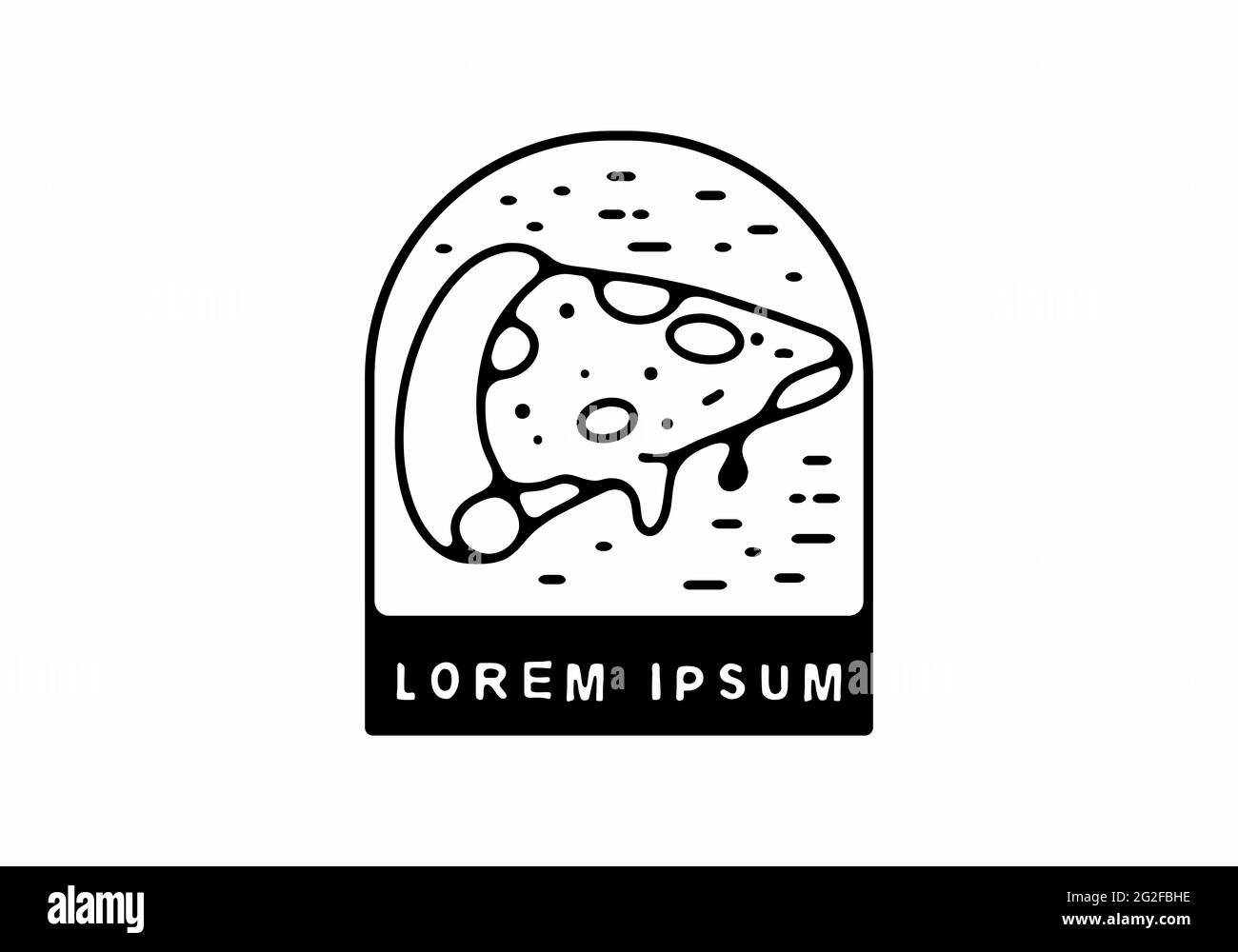 Tranche de pizza en forme de fenêtre, motif de dessin de ligne Illustration de Vecteur