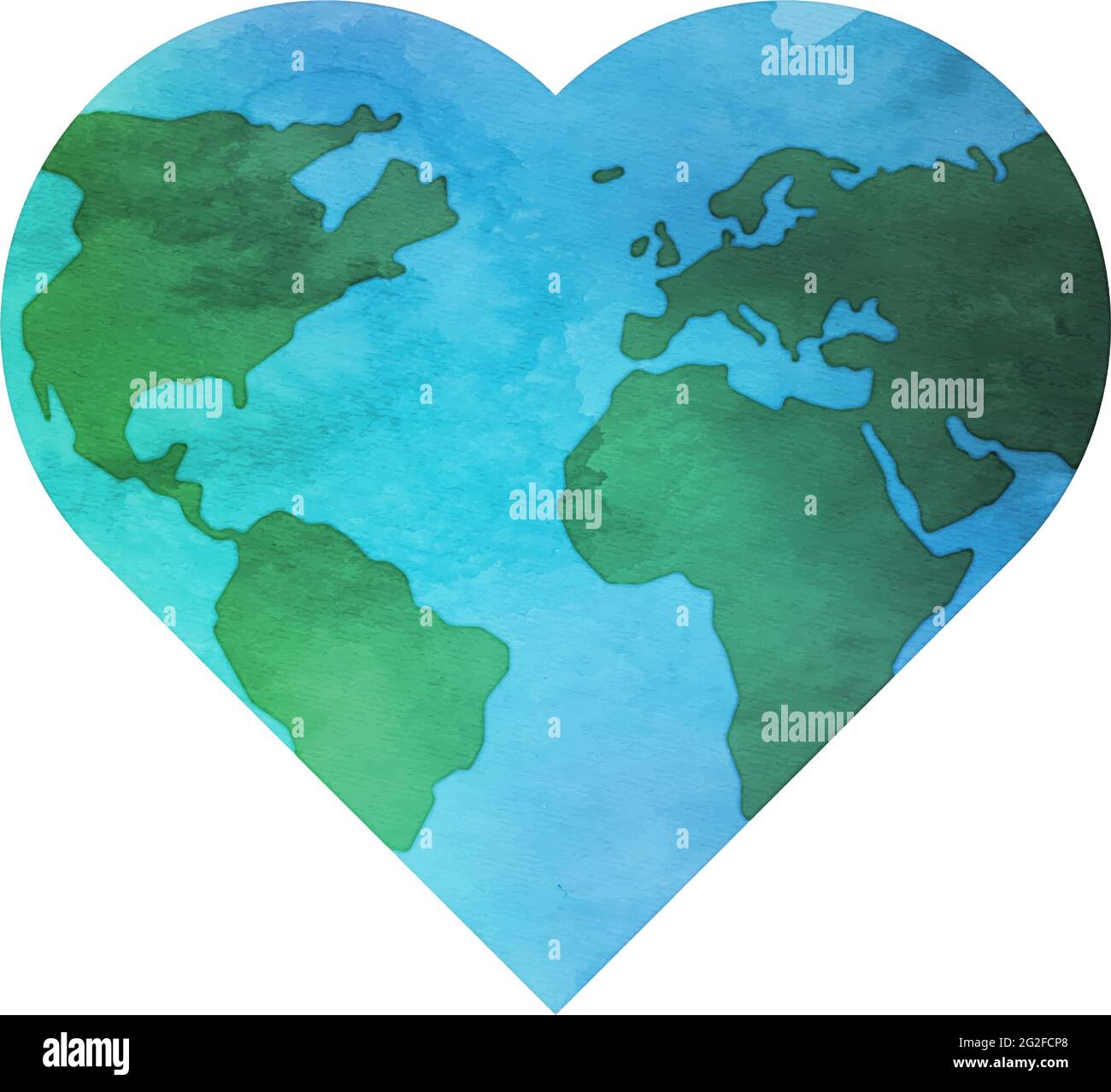dessin pastel de la carte du monde en forme de coeur, sauver la planète ou durable étiquette de style de vie, illustration vectorielle Illustration de Vecteur