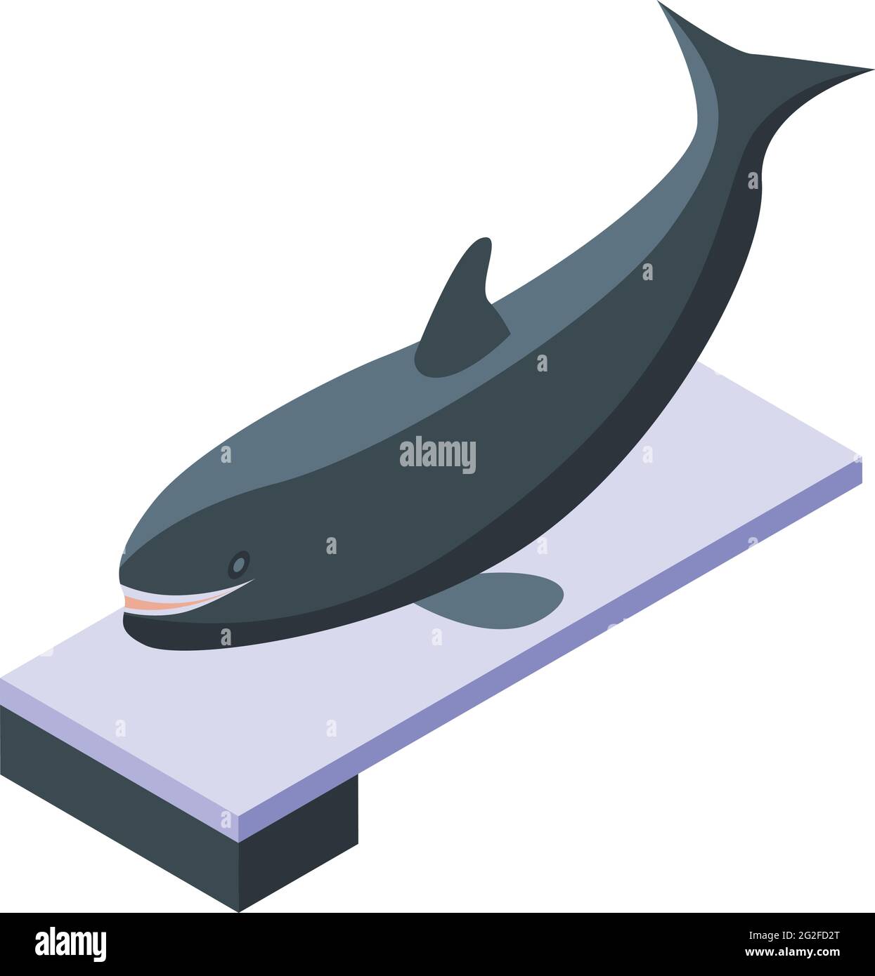 Icône représentant un orque sur le tremplin. Isométrique de la baleine de Killer sur l'icône de vecteur de tremplin pour la conception de sites Web isolée sur fond blanc Illustration de Vecteur