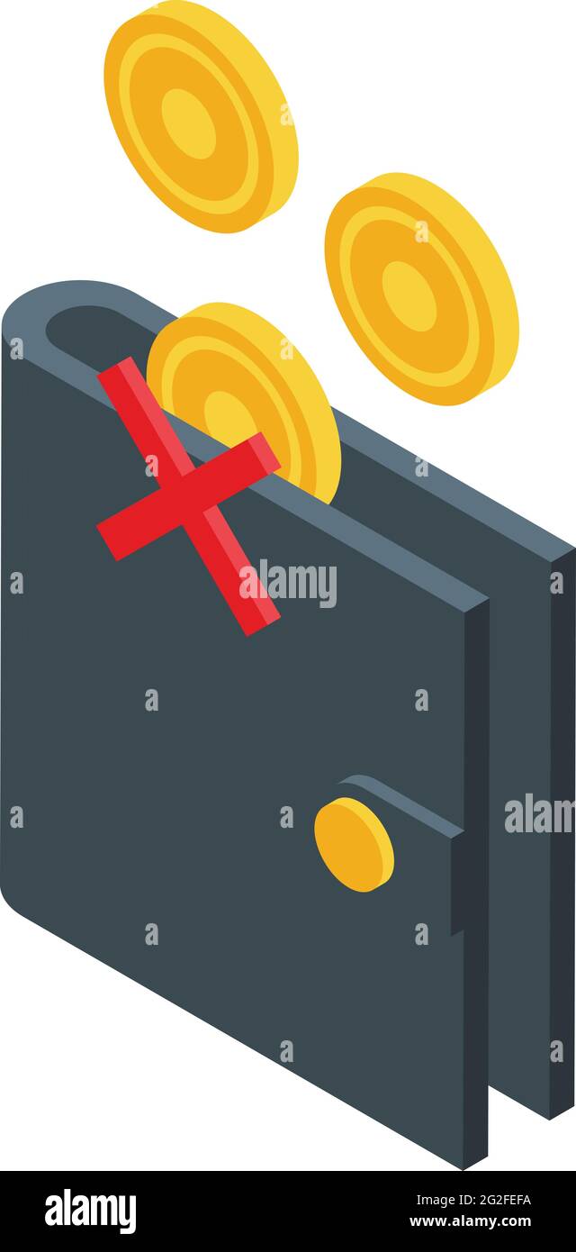 Icône d'annulation du paiement du porte-monnaie. Isométrique de l'icône de vecteur d'annulation de paiement de portefeuille pour la conception Web isolée sur fond blanc Illustration de Vecteur