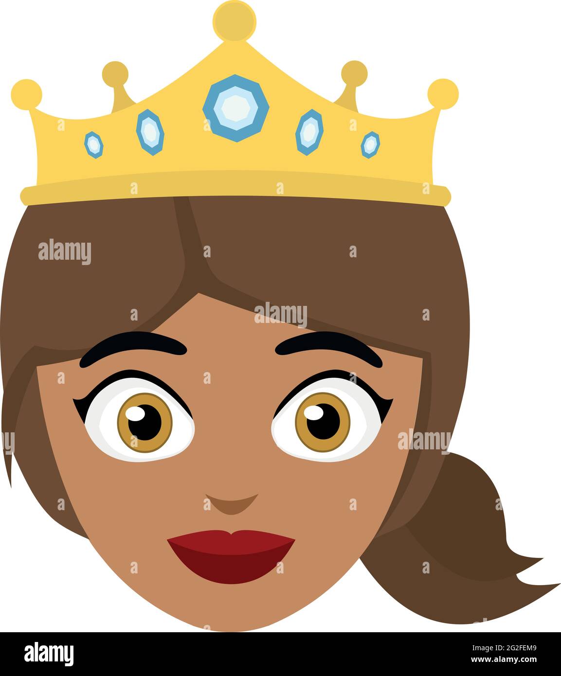 Illustration vectorielle émoticône du visage d'une reine ou d'un dessin animé de princesse Illustration de Vecteur