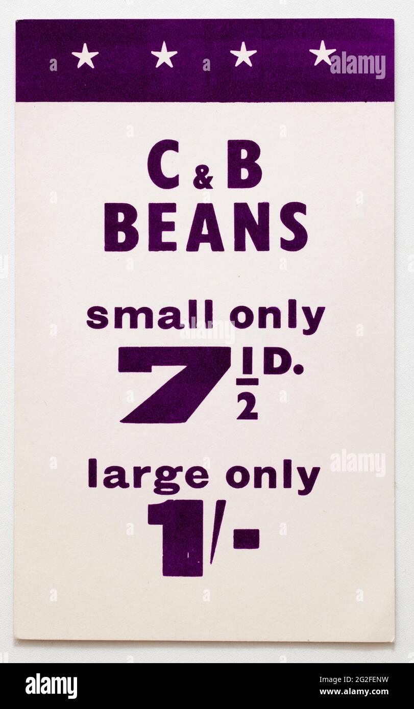 Vinatge 60ans Shop Advertising Price Display Card - Crosse & Blackwell Beans Banque D'Images