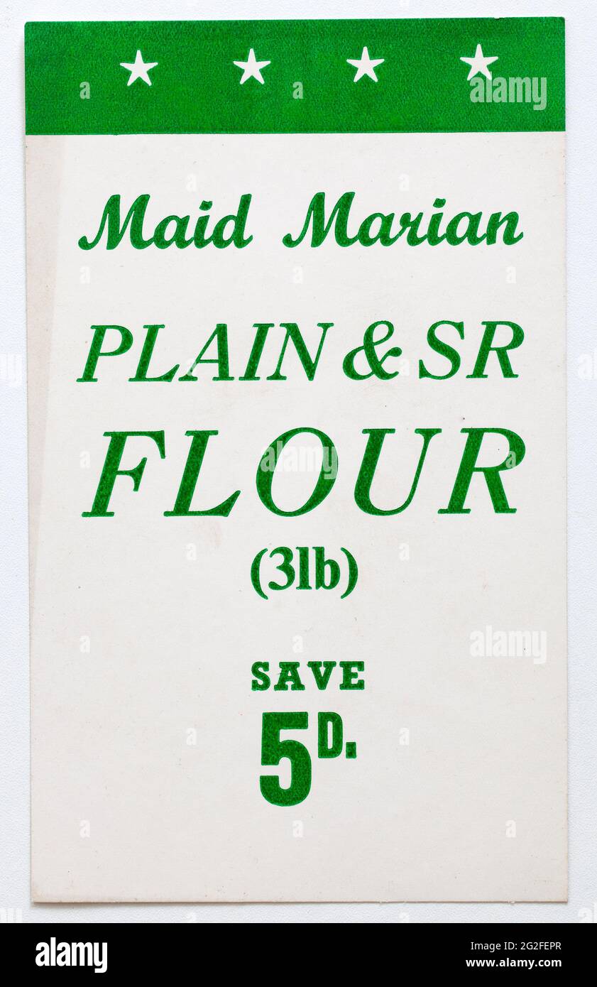 Carte de prix vintage des années 1960 - farine Marian Maid Banque D'Images