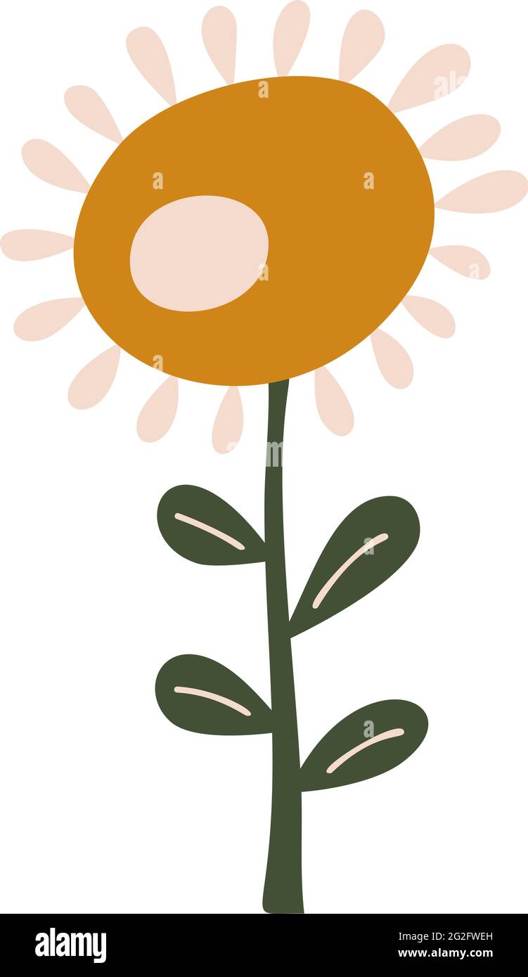 Fleur vectorielle stylisée dessinée à la main par un ressort scandinave. Élément d'illustration. Image florale d'été décorative pour carte de Saint-Valentin ou affiche de vœux Illustration de Vecteur
