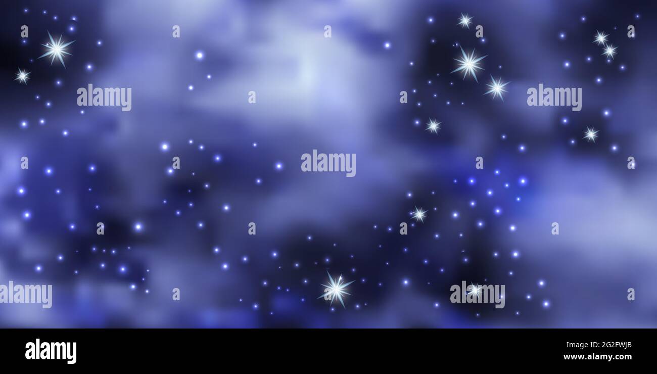 Ciel bleu nocturne aux étoiles brillantes. Fond de l'espace Galaxy, Nebula stardust. Univers cosmique. Illustration vectorielle Illustration de Vecteur