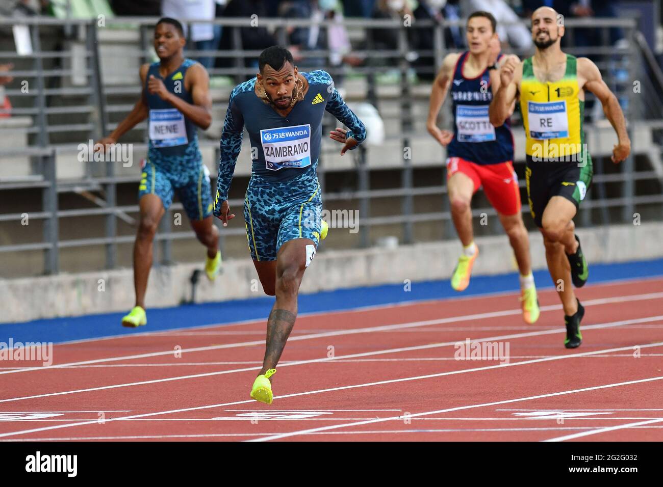 L'arrivée des hommes du 400m pendant la Wanda Diamond League 2021 - Golden Gala Pietro Mennea, Athletics Internationals, - photo .LiveMedia/Lisa Guglielmi Banque D'Images