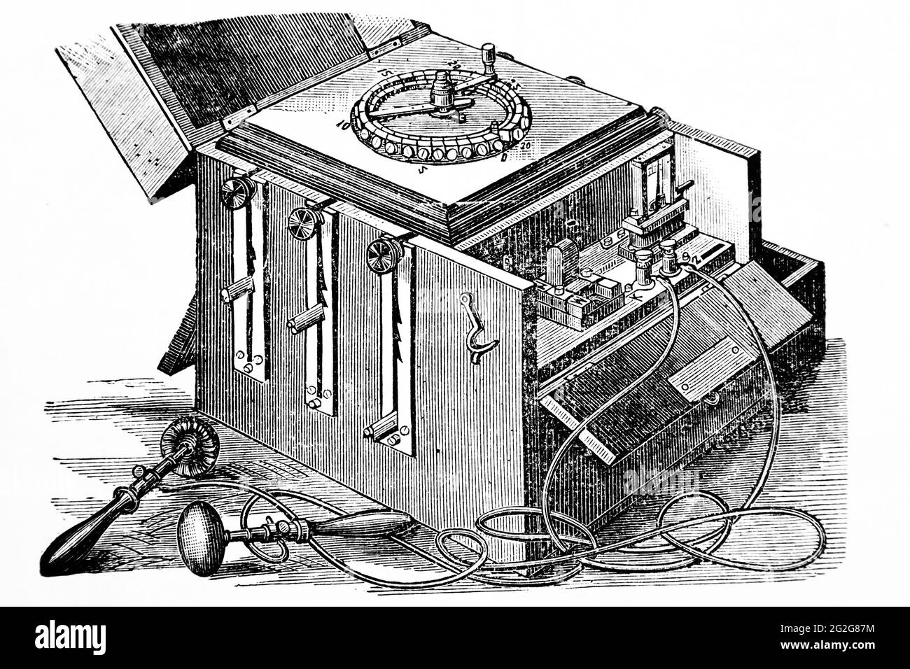 Appareil d'électrothérapie pour le système nerveux – 1897 Original Vintage gravé Illustration Banque D'Images