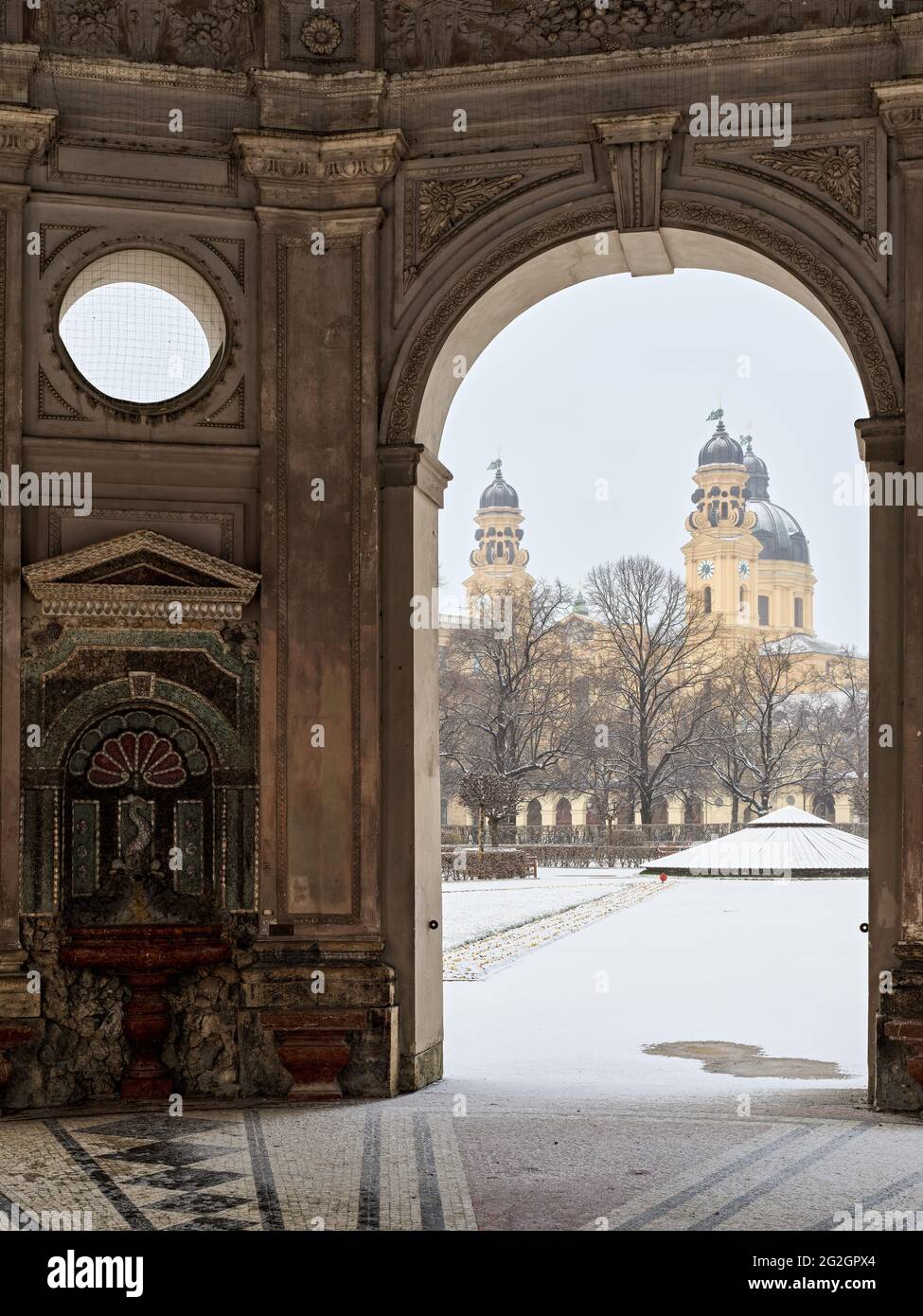Matin d'hiver à la Hofgarten, Munich, Banque D'Images