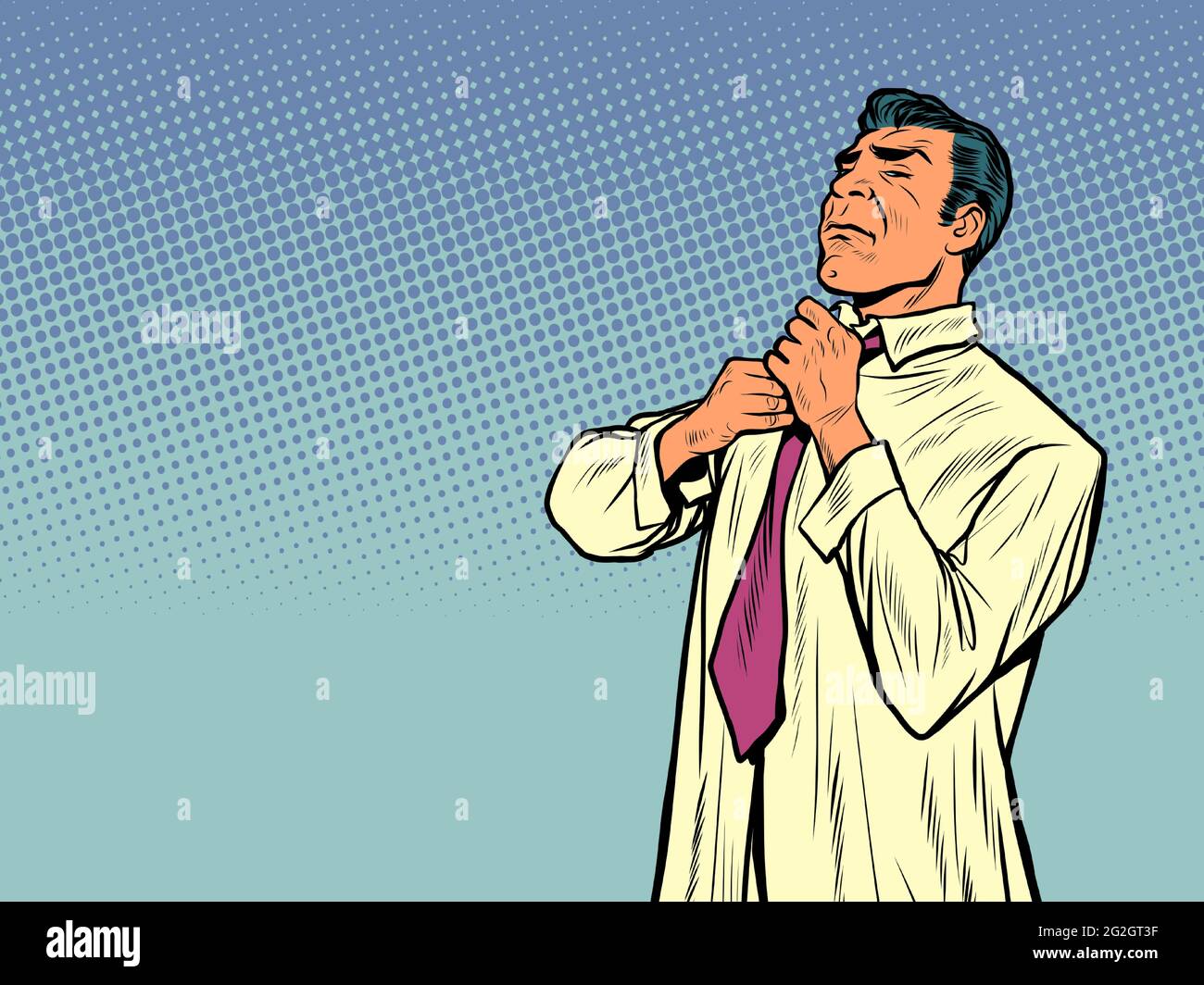 Un homme dans une chemise attache sa cravate. Préparation du matin pour le  travail Image Vectorielle Stock - Alamy