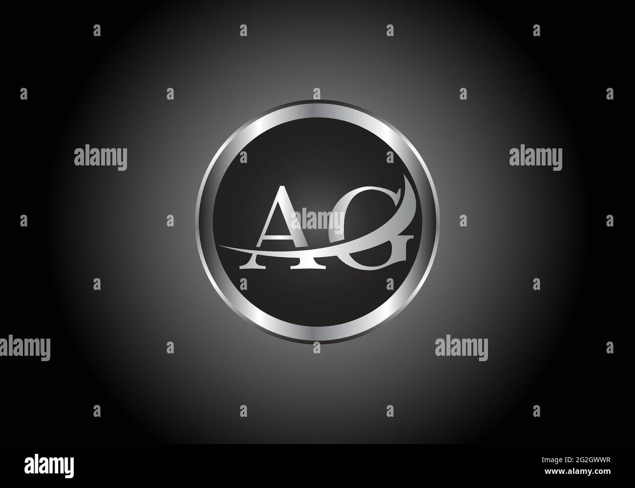 Lettre argent AG combinaison de métal logo de l'alphabet conception d'icône avec la couleur grise sur le noir et blanc dégradé design pour une entreprise ou une entreprise Illustration de Vecteur