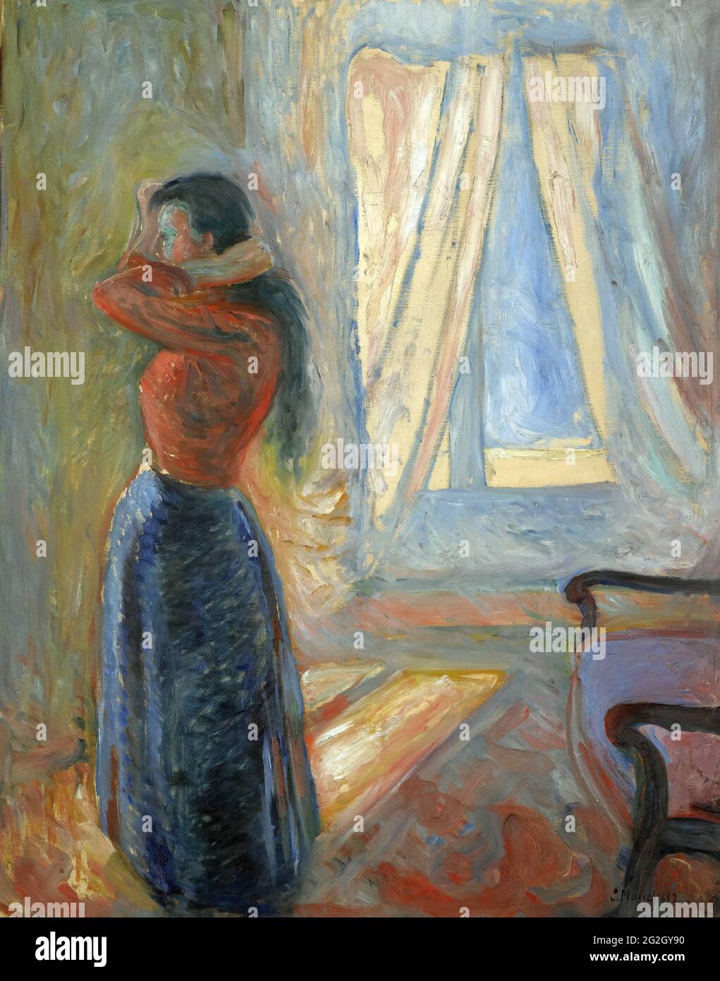Edvard Munch - Femme regardant dans le miroir Banque D'Images