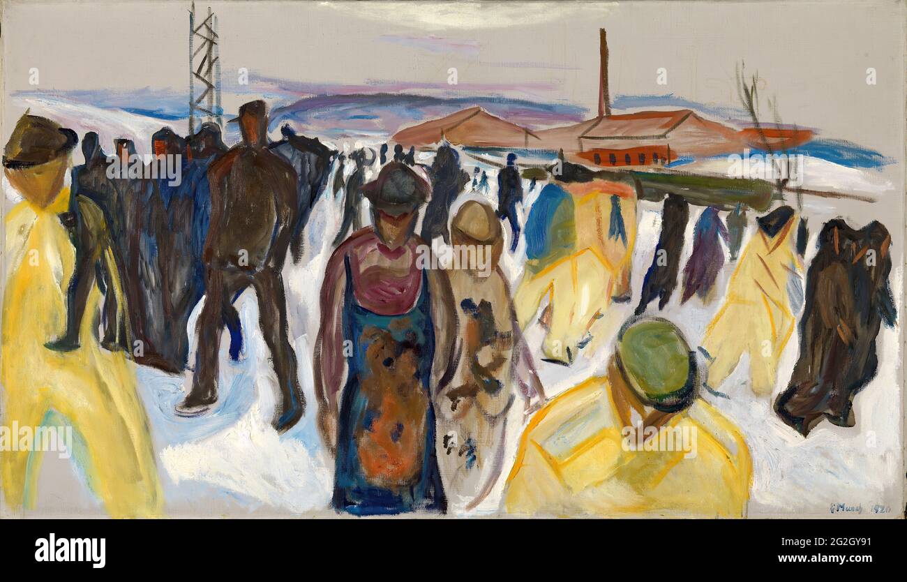 Edvard Munch - les travailleurs qui reviennent chez eux Banque D'Images
