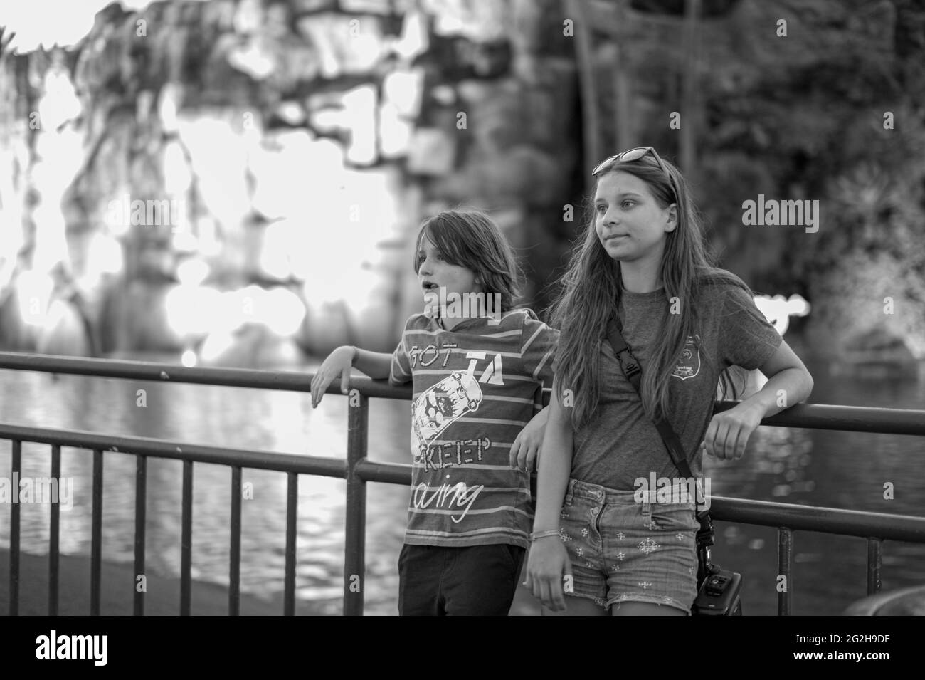 Fille et garçon à Las Vegas, Nevada, Etats-Unis Banque D'Images