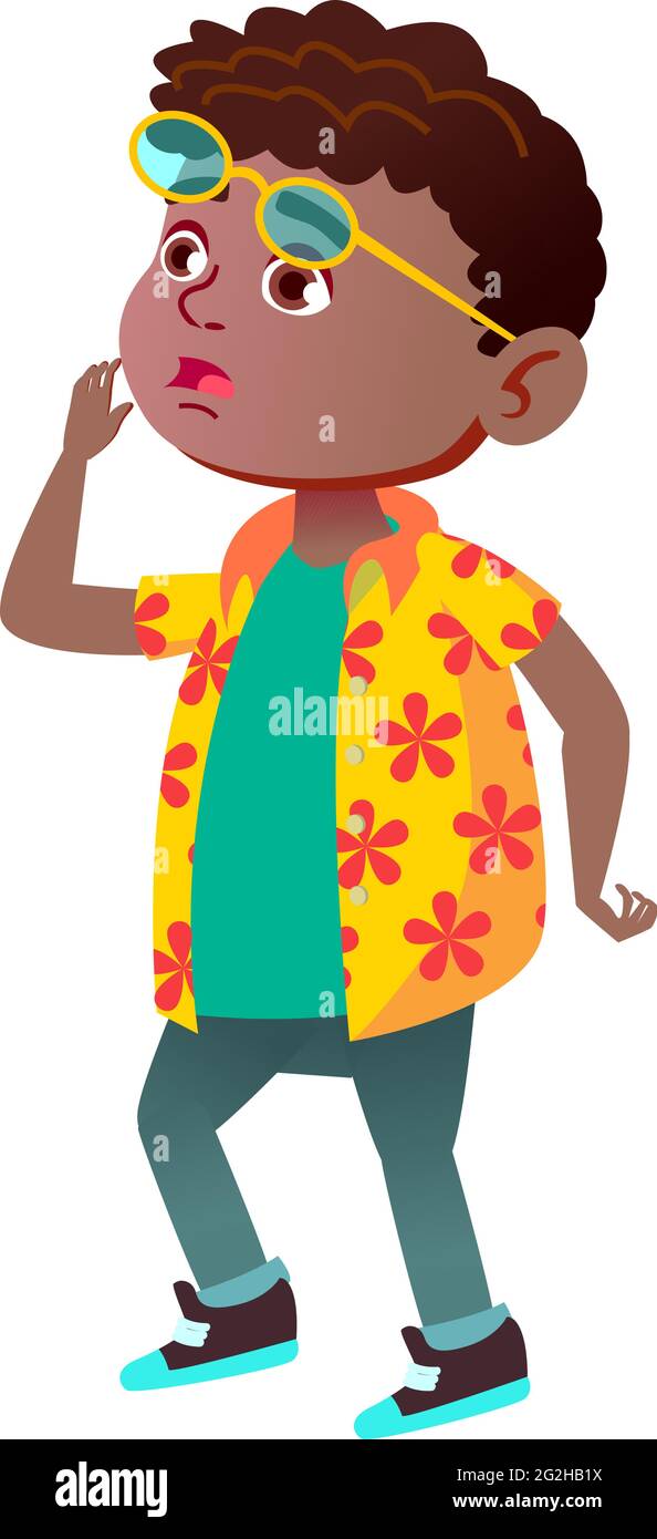 surprise enfant africain regardant la bande-annonce de film sur l'écran de cinéma caricature vecteur Illustration de Vecteur