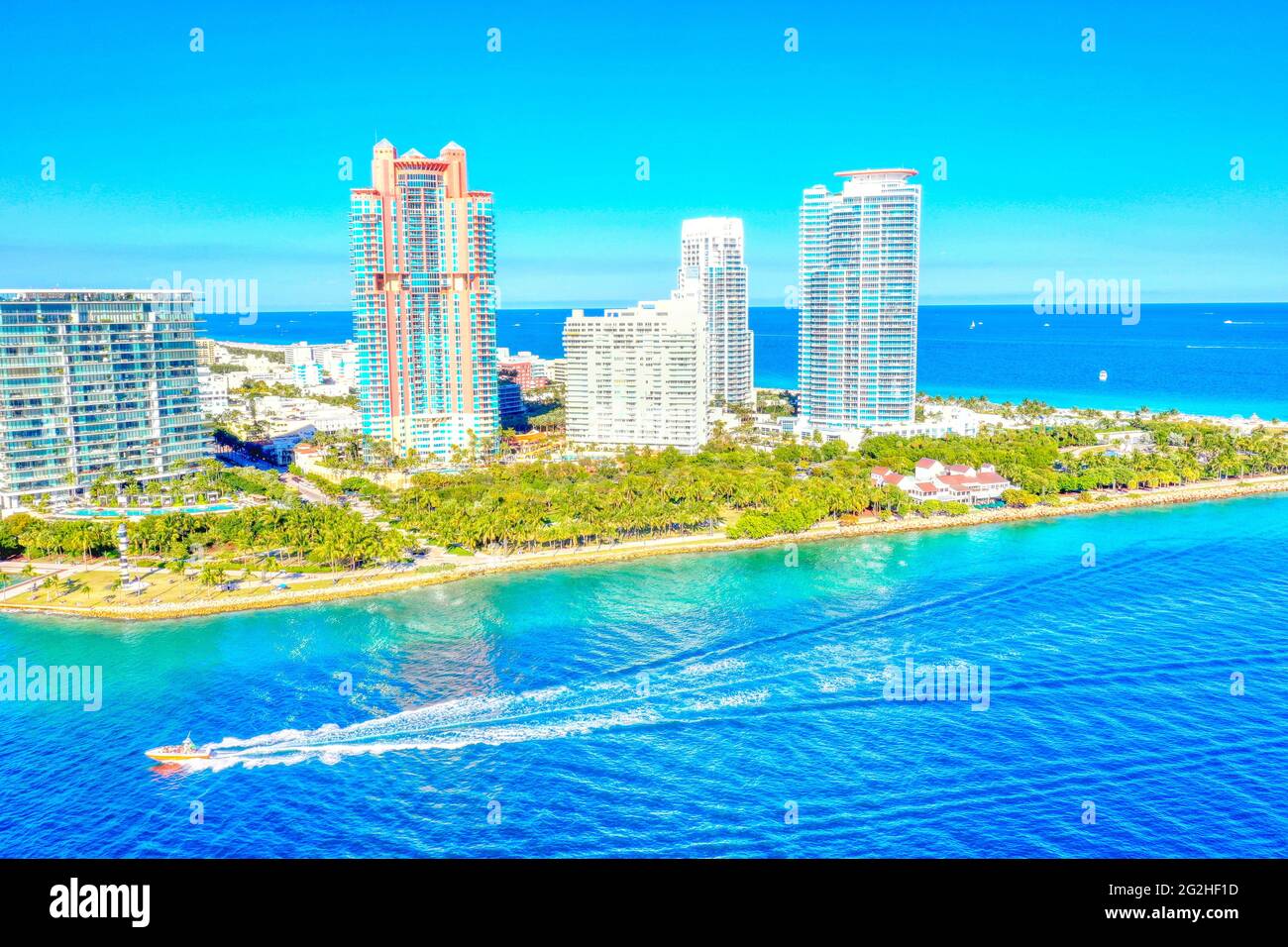 Miami Beach South Pointe condo bâtiments aériens Banque D'Images