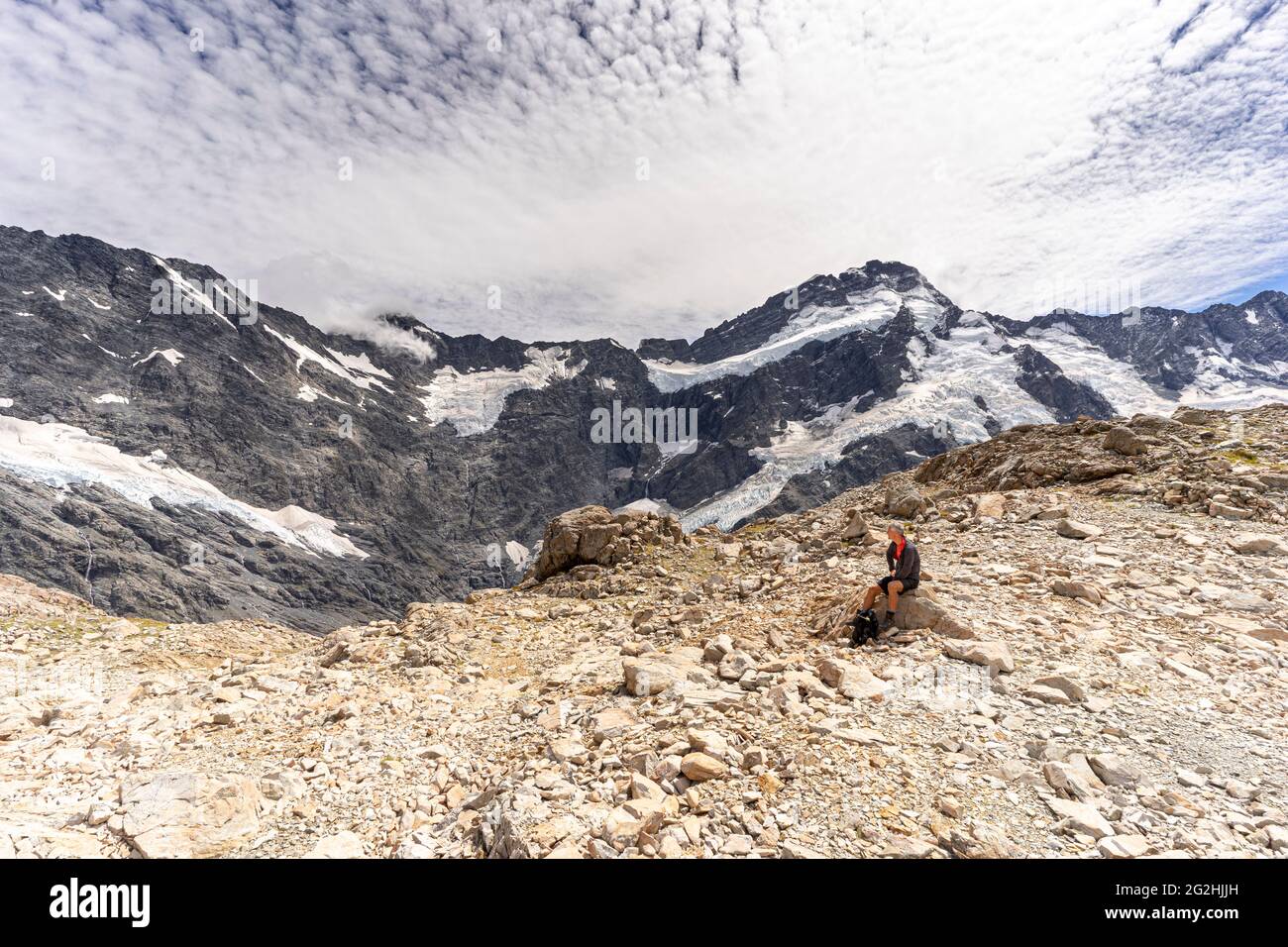 Mueller Hut route dans le parc national de Mount Cook, Île du Sud, Nouvelle-Zélande Banque D'Images