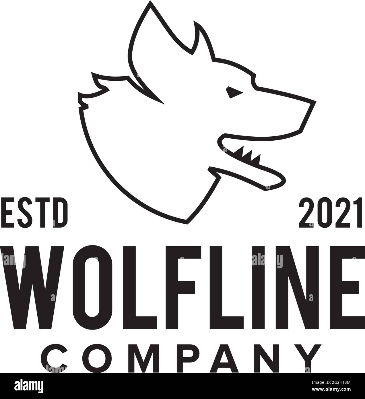 Modèle vectoriel de conception de logo WOLF Head Line Illustration de Vecteur