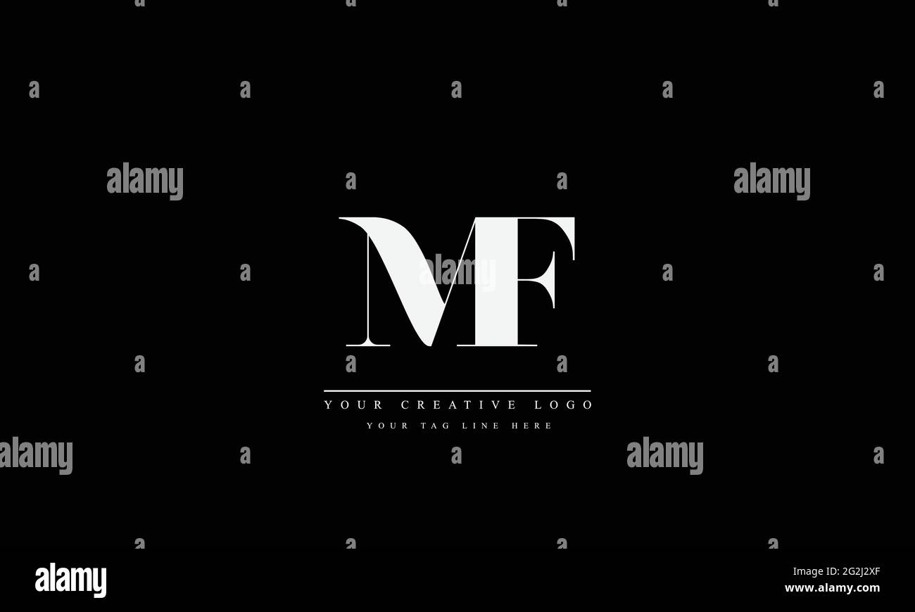Logo lettre avec typographie moderne et créative MF FM Illustration de Vecteur
