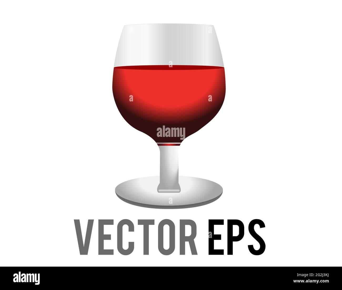 L'alcool vectoriel isolé boit une icône de vin rouge servie dans un verre à tiges Illustration de Vecteur