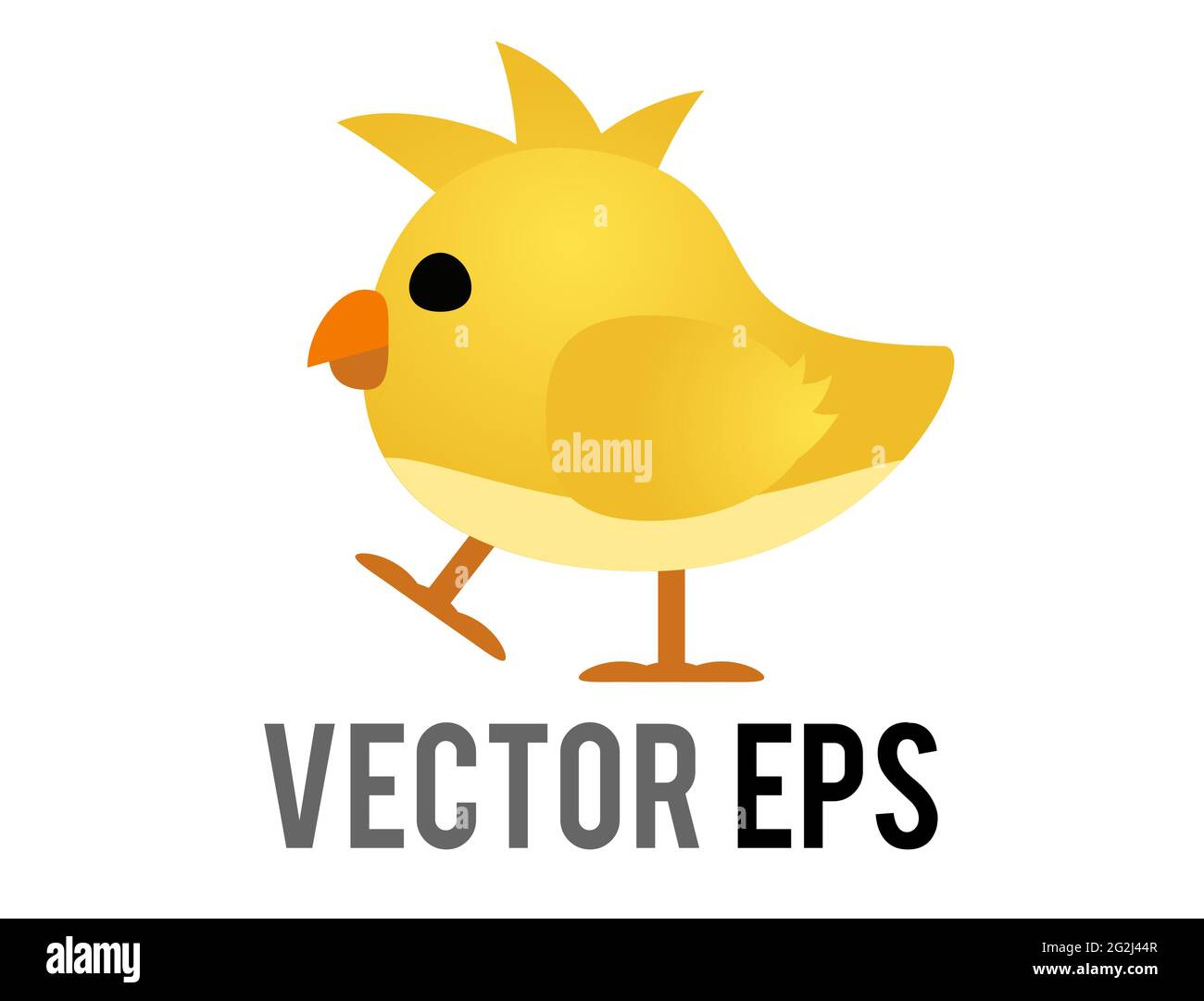 Le vecteur isolé jaune poulet bébé, oeil de poussin et mois d'orange dans la vue latérale Illustration de Vecteur
