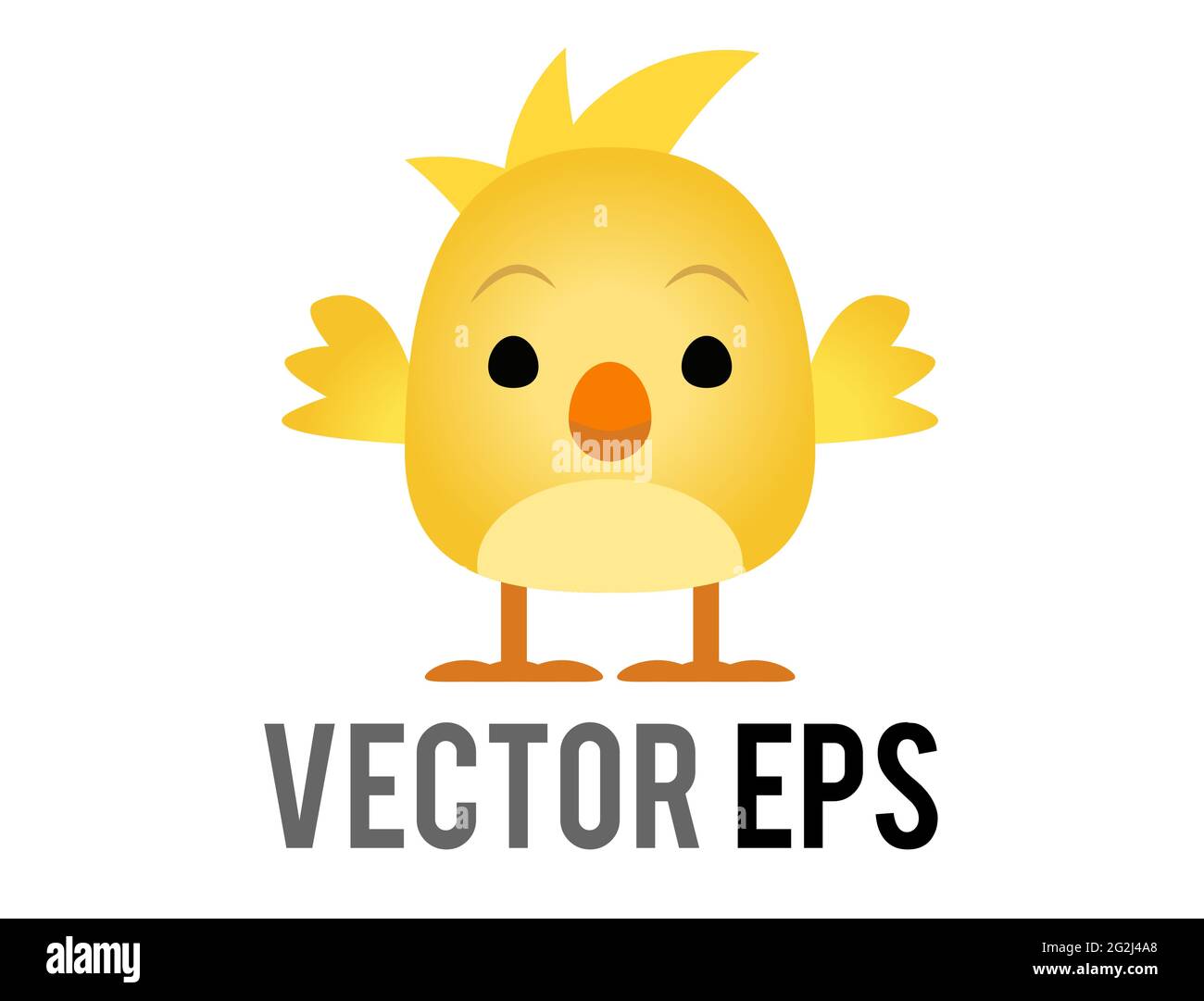 Le vecteur isolé jaune poulet bébé, oeil de poussin et mois d'orange dans la vue latérale Illustration de Vecteur