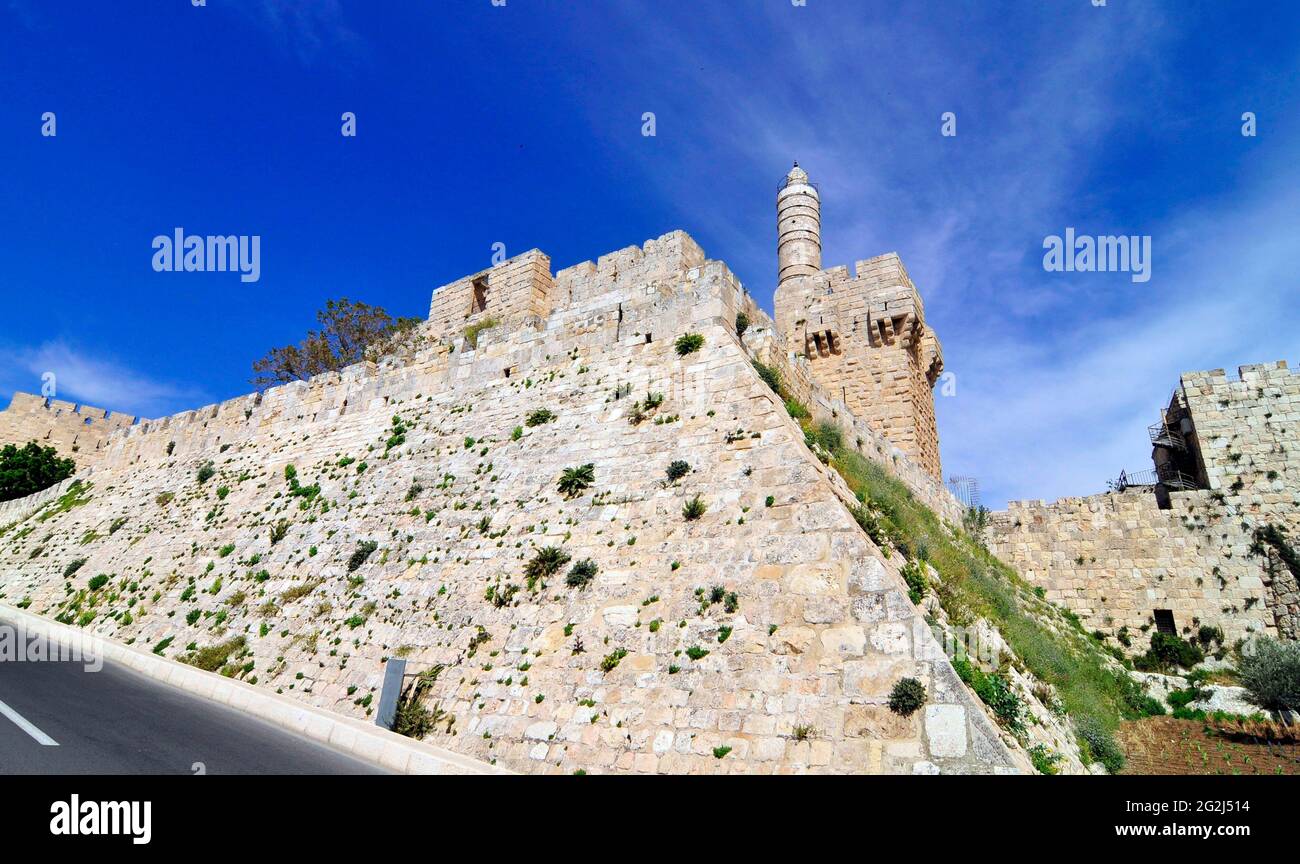 La Citadelle est une ancienne citadelle située près de l'entrée de la porte Jaffa dans la vieille ville de Jérusalem. Banque D'Images