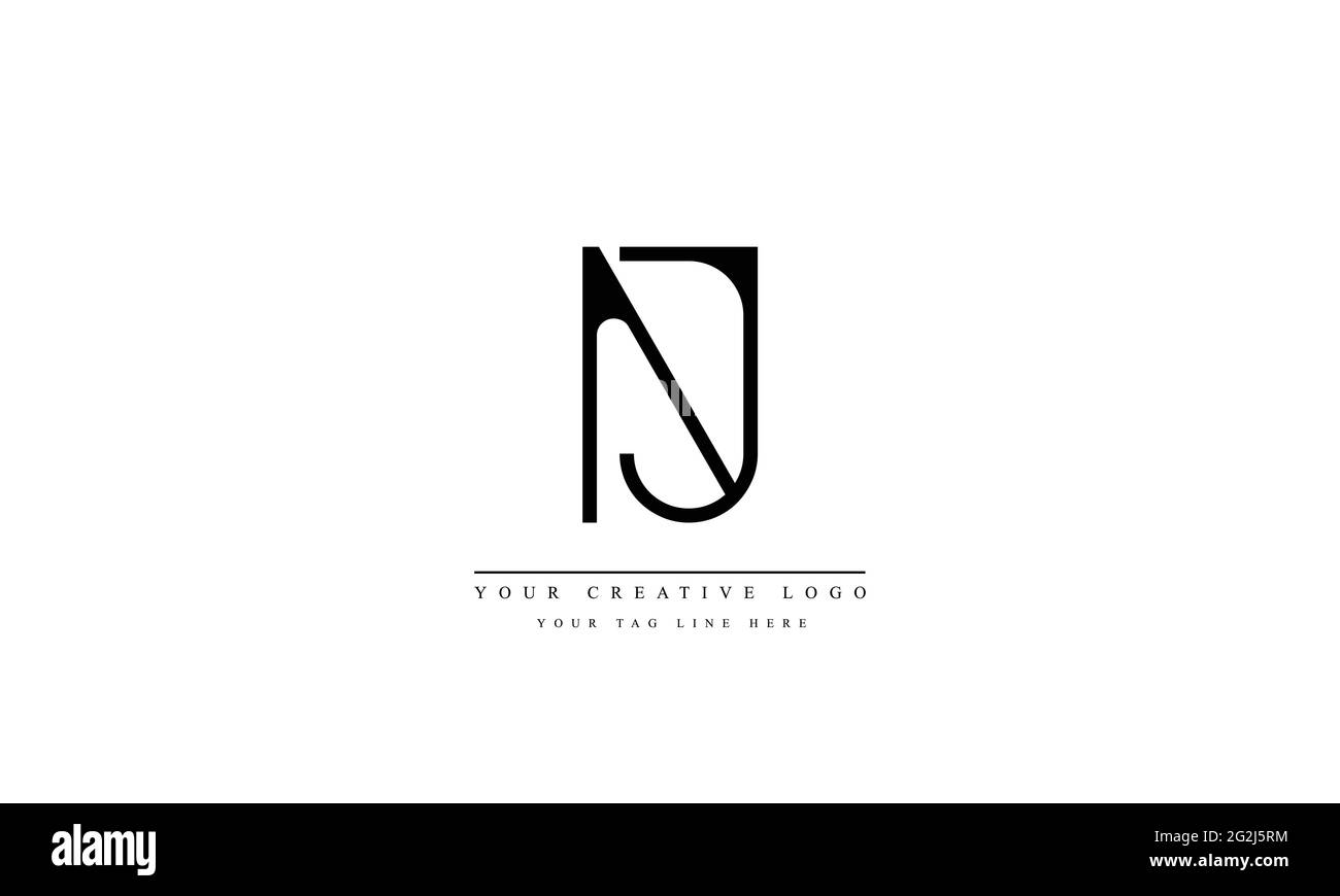Lettre logo Design avec la typographie moderne et créative NJ JN Illustration de Vecteur