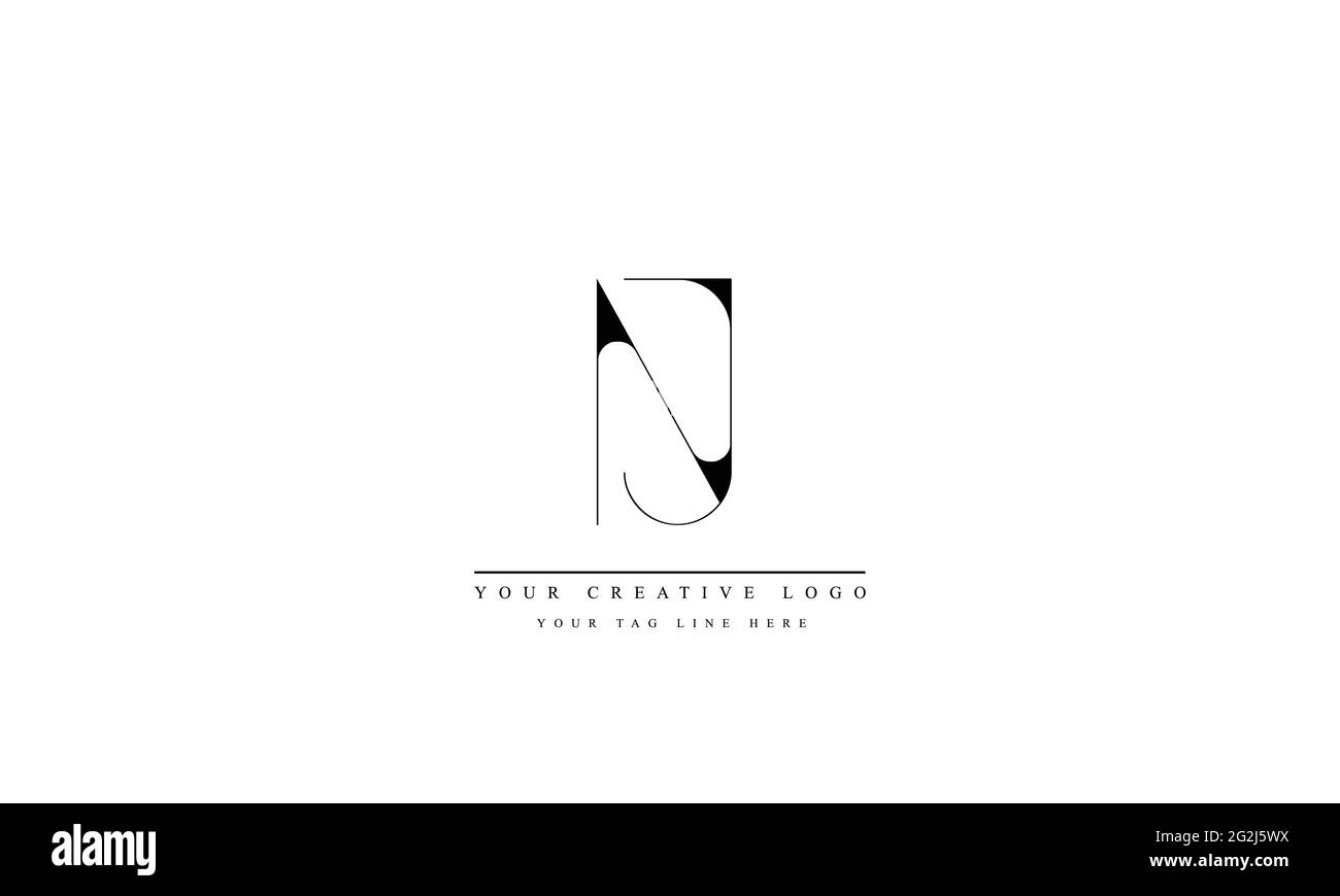 Lettre logo Design avec la typographie moderne et créative NJ JN Illustration de Vecteur