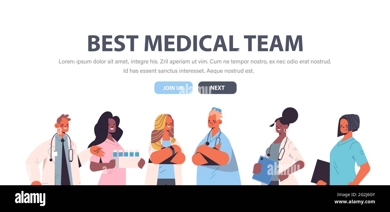 une équipe de professionnels de la santé mélange les médecins de course en uniforme debout ensemble médecine concept de soins de santé Illustration de Vecteur