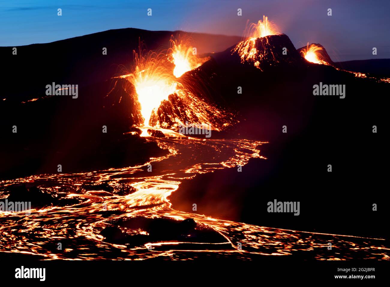 Mars 2021 éruption du volcan Faggadalsfjall, Islande Banque D'Images