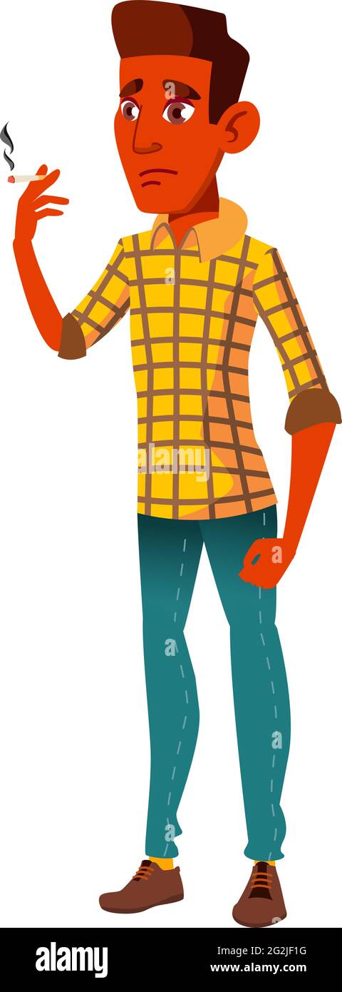 african guy fumant cigarette extérieur caricature vecteur Illustration de Vecteur