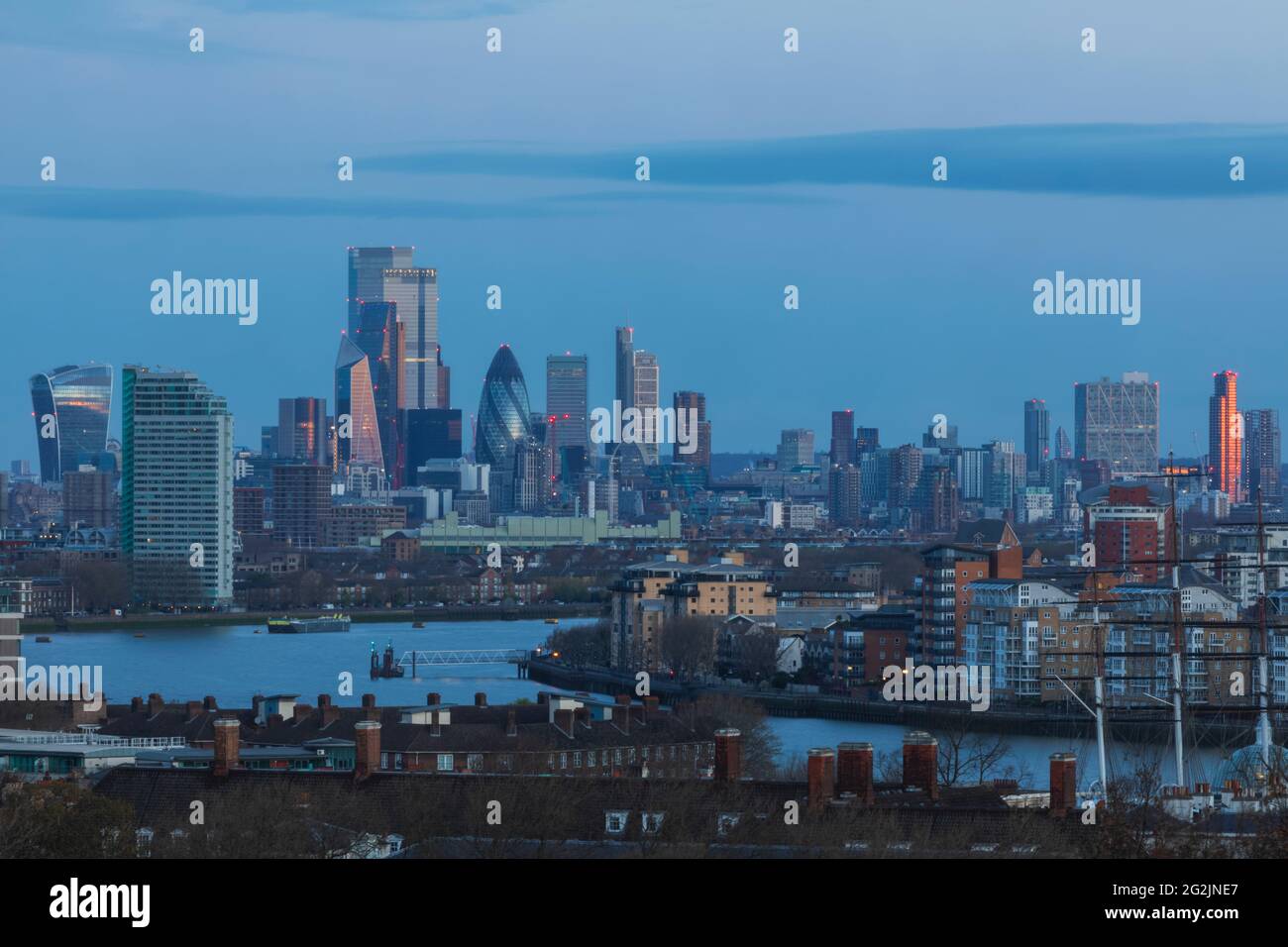 Angleterre, Londres, Greenwich, Londres vue panoramique depuis Greenwich Park Banque D'Images