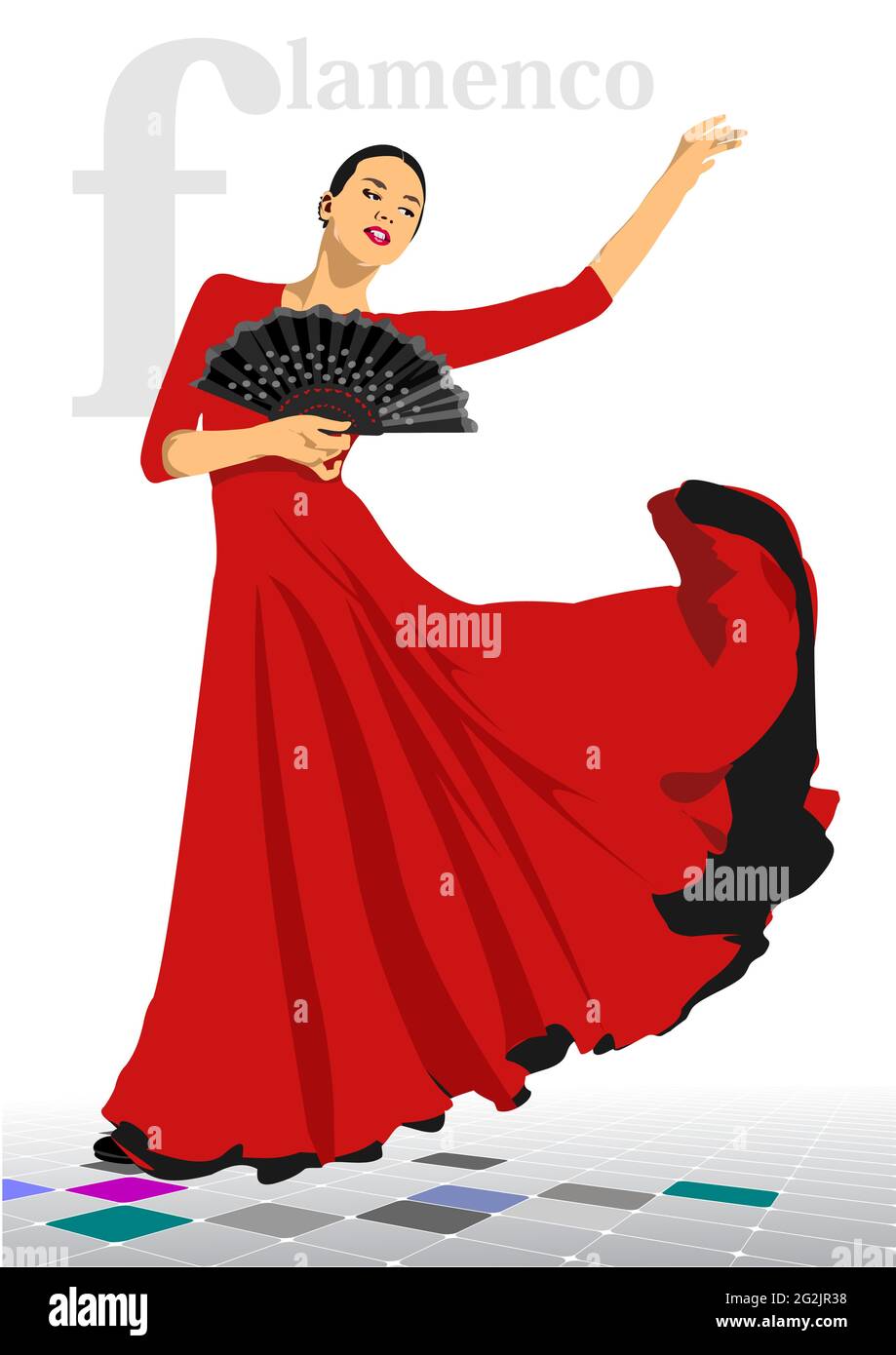 Belle jeune femme dansant le flamenco. Illustration 3d vectorielle Illustration de Vecteur