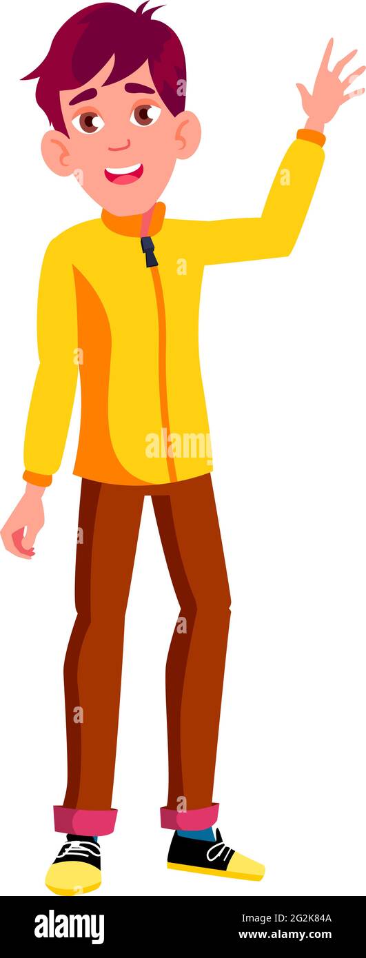 joyeux garçon heureux de voir la petite amie dans le vecteur de dessin animé de l'aéroport Illustration de Vecteur