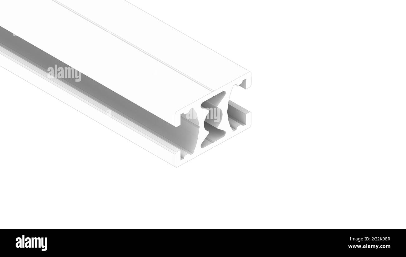 Rendu 3D d'un profil métallique en alunium isolé sur blanc arrière-plan Banque D'Images