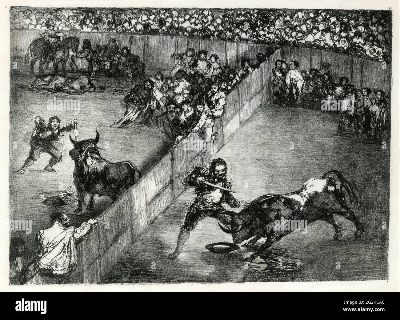 Francisco de Goya - corrida dans un anneau divisé des Bulls de Bordeaux Banque D'Images