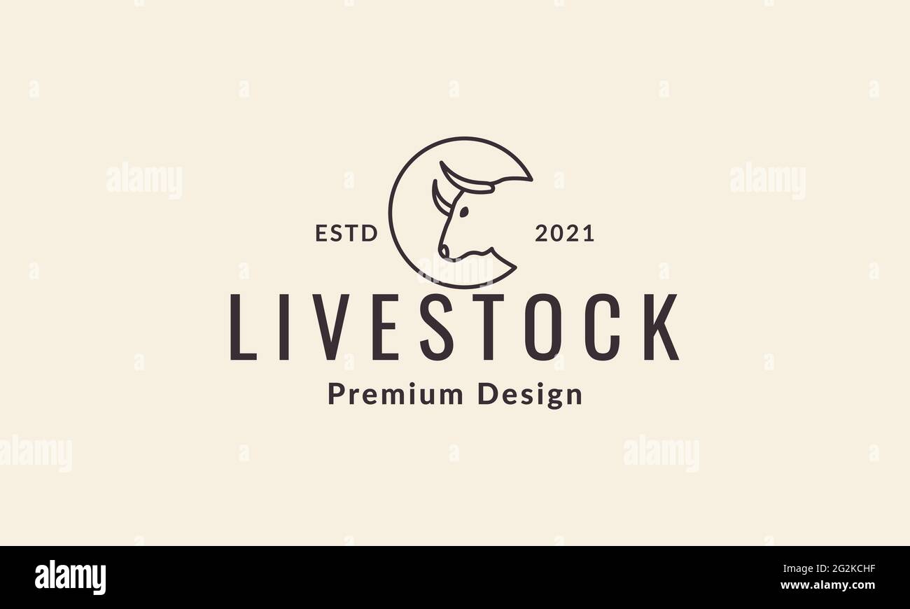 lignes tête vache bétail hipster logo vecteur icône illustration design Illustration de Vecteur