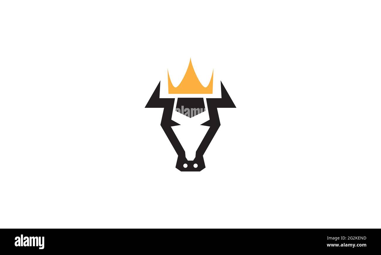 forme de vache ou de taureau avec logo de couronne vecteur icône dessin d'illustration Illustration de Vecteur