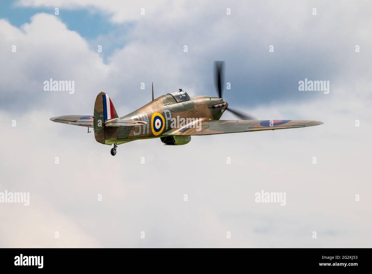 Hawker Hurricane Mk.I P3717 (G-HITT) aéroporté au Shuttleworth Flying Festival of Britain le 6 juin 2021 Banque D'Images