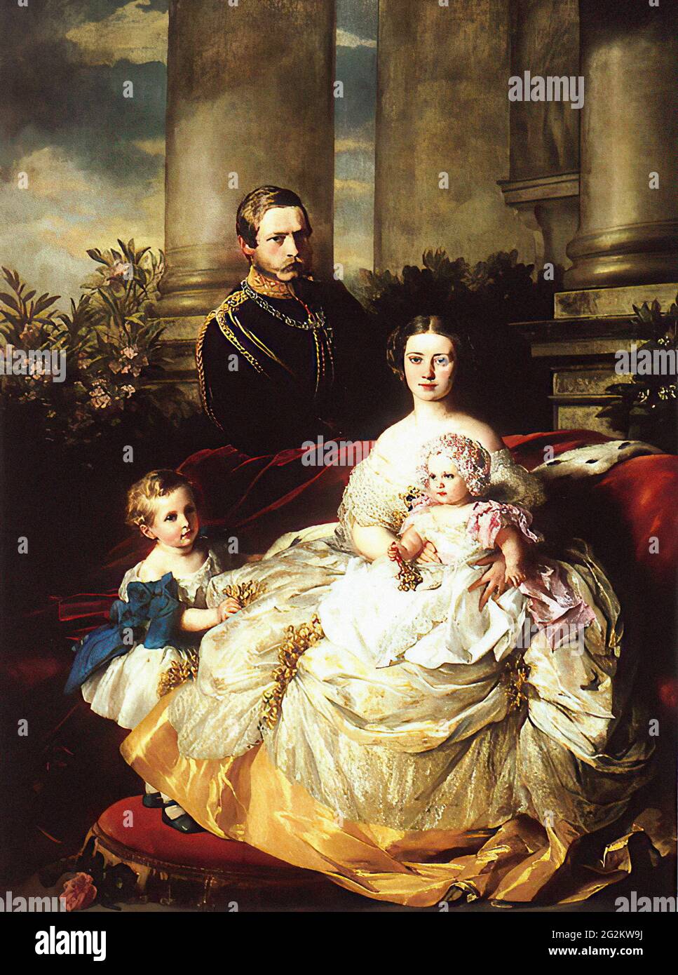 Franz Xaver Winterhalter (1805-1873) - Empereur Frederick III Allemagne le roi Prusse avec sa femme l'impératrice Victoria leurs 1862 Banque D'Images