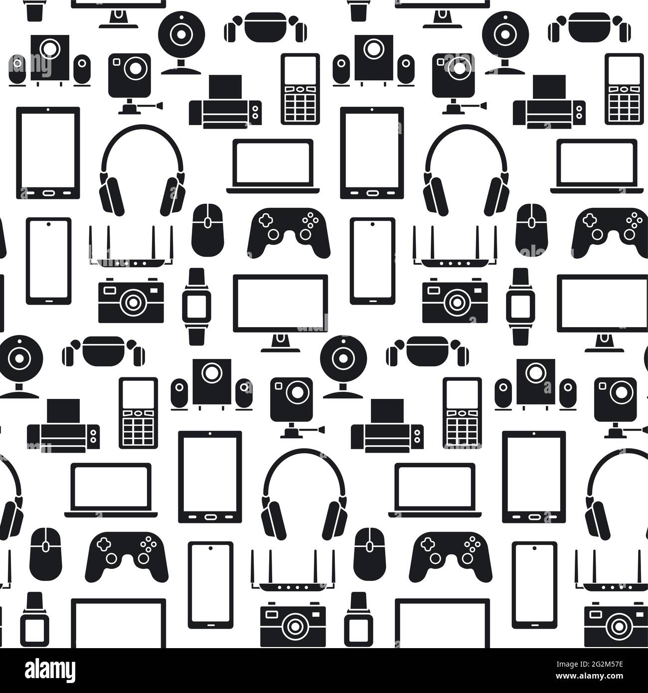 Motif noir et blanc transparent des périphériques et gadgets numériques. Illustration de Vecteur Motif noir et blanc transparent des périphériques et gadgets numériques. Illustration de Vecteur